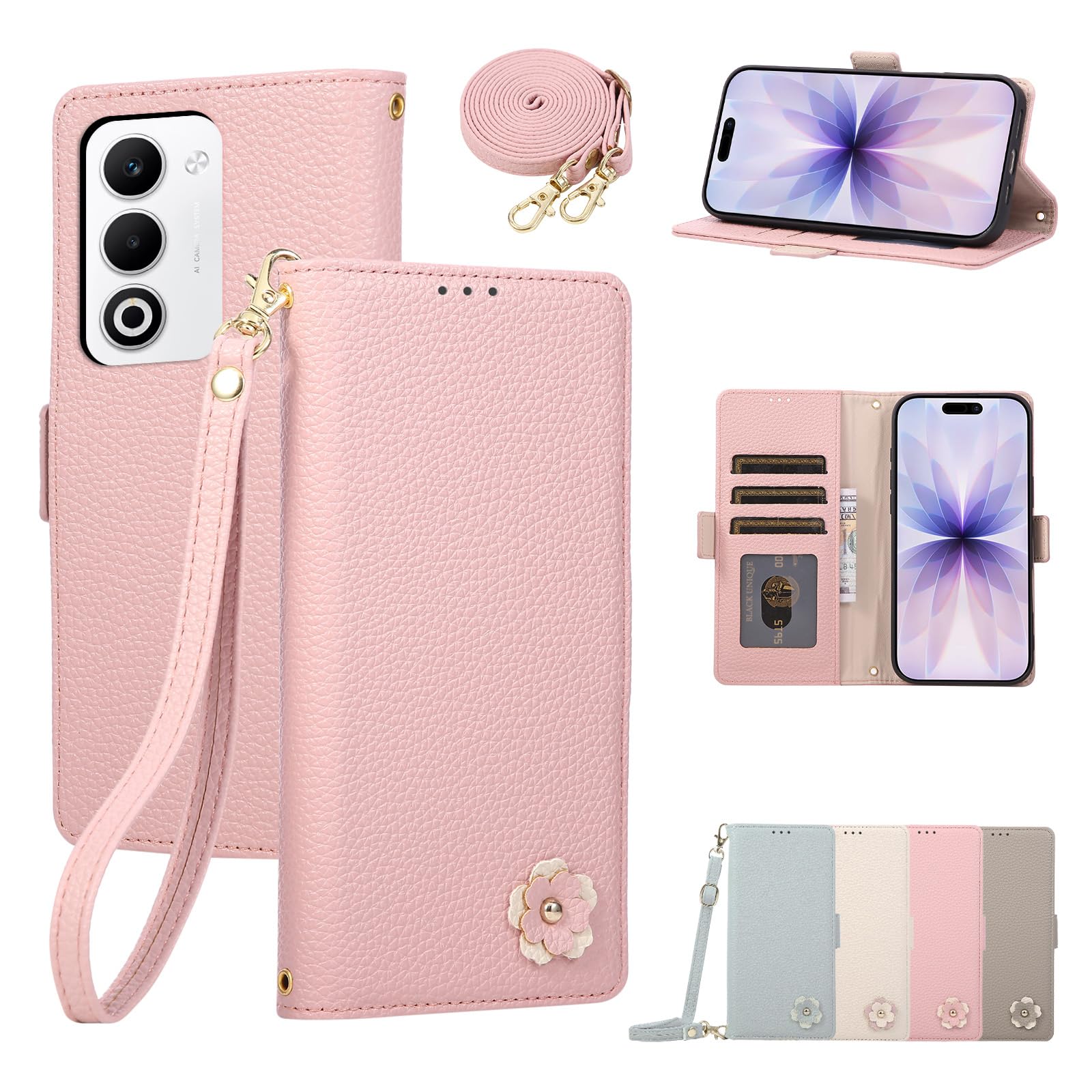 Amazon.co.jp: Rosbtib 用の OPPO A5 5G ケース 手帳型 ショルダー